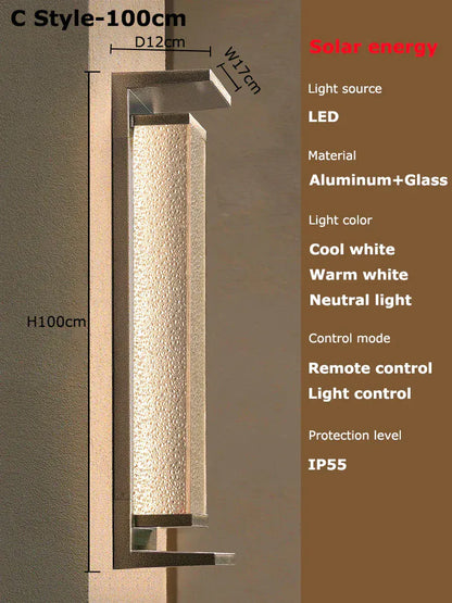 Verthara Premium Solar LED Outdoor Wall Light - Wall-Mounted - Dusk to Dawn - Waterproof - Anti-Rust - Ideal for Patio - Warm White C copper color 100cm