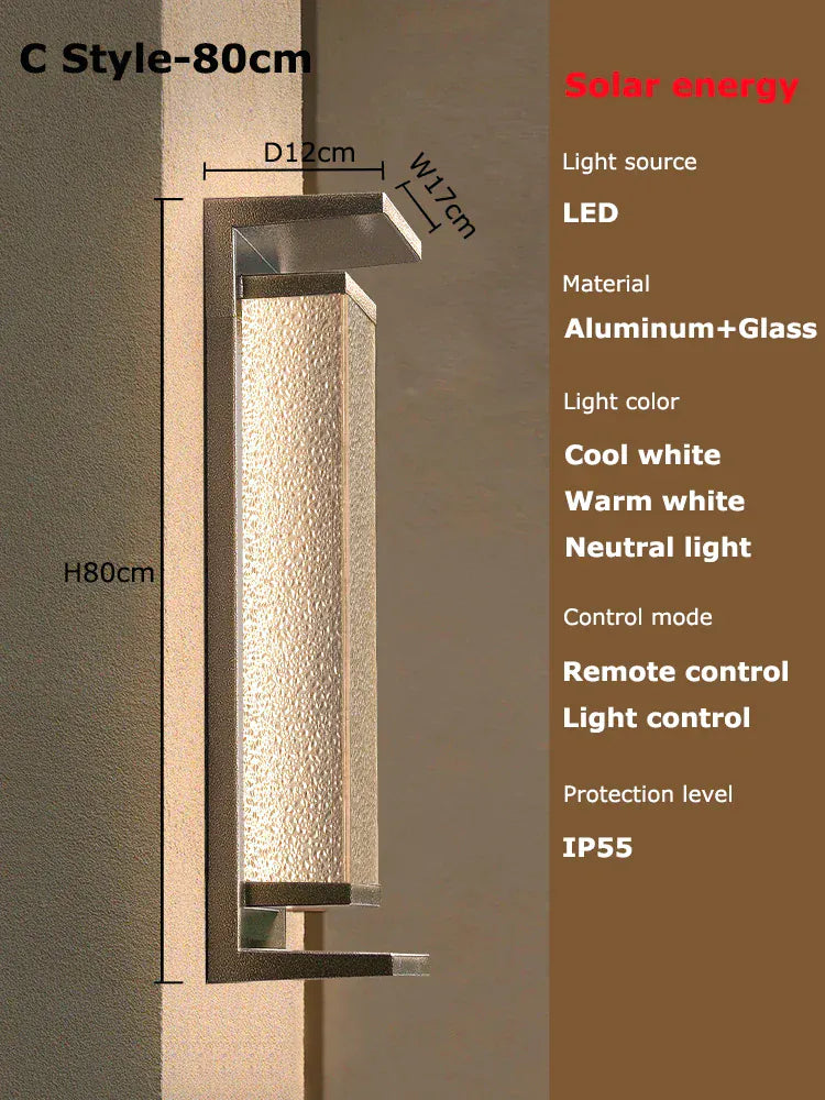 Verthara Premium Solar LED Outdoor Wall Light - Wall-Mounted - Dusk to Dawn - Waterproof - Anti-Rust - Ideal for Patio - Warm White C copper color 80cm