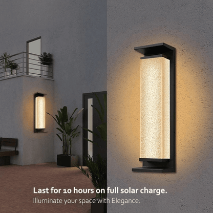 Verthara Premium Solar LED Outdoor Wall Light - Wall-Mounted - Dusk to Dawn - Waterproof - Anti-Rust - Ideal for Patio - Warm White B black 80cm