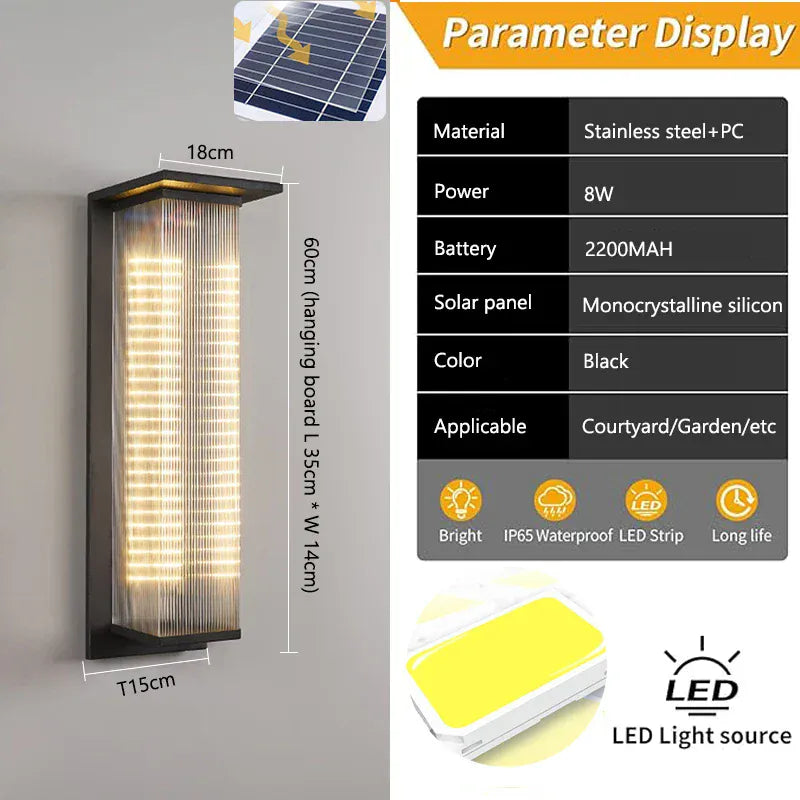 Verthara Premium Solar LED Wall Light - Outdoor Mount - Dusk to Dawn - Waterproof - Anti-Rust - Warm White - Ideal for Patios and Garages Default