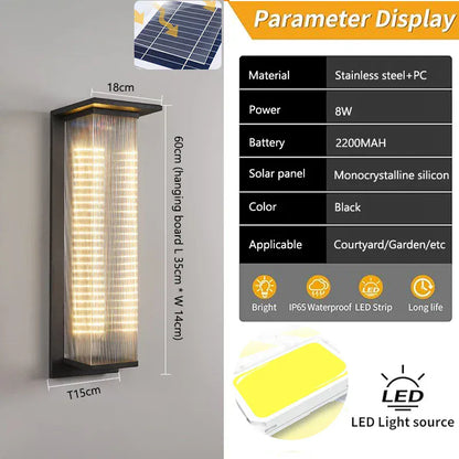 Verthara Premium Solar LED Wall Light - Outdoor Mount - Dusk to Dawn - Waterproof - Anti-Rust - Warm White - Ideal for Patios and Garages Default