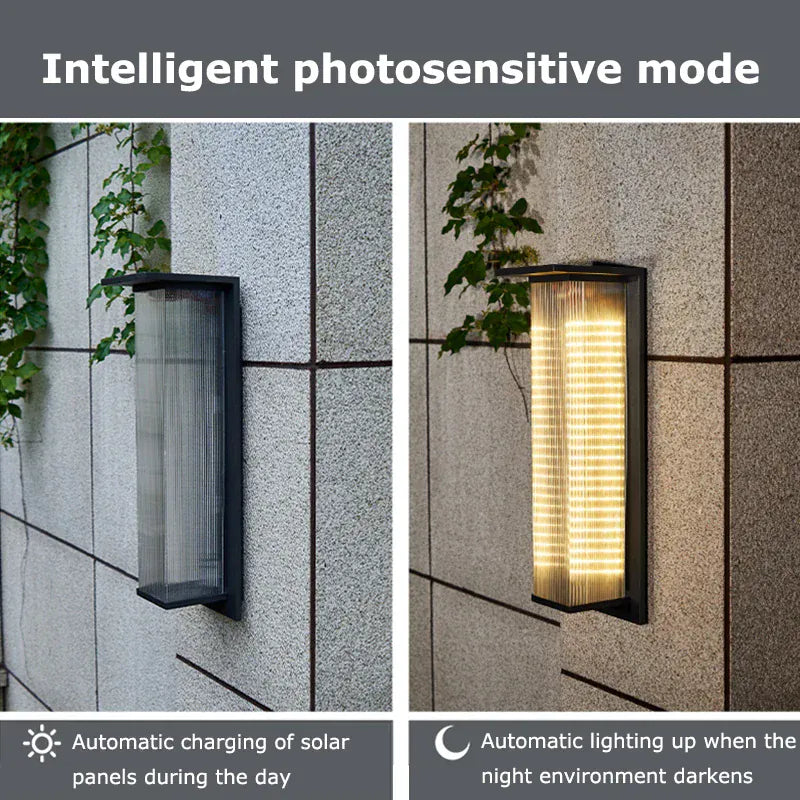 Verthara Premium Solar LED Wall Light - Outdoor Mount - Dusk to Dawn - Waterproof - Anti-Rust - Warm White - Ideal for Patios and Garages Default