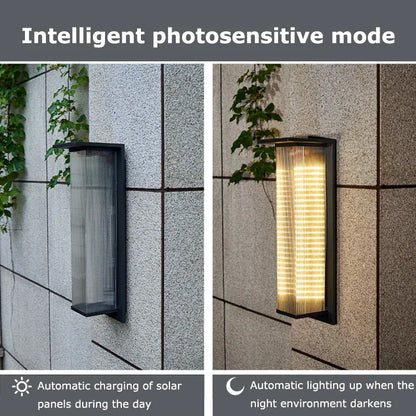 Verthara Premium Solar LED Wall Light - Outdoor Mount - Dusk to Dawn - Waterproof - Anti-Rust - Warm White - Ideal for Patios and Garages Default