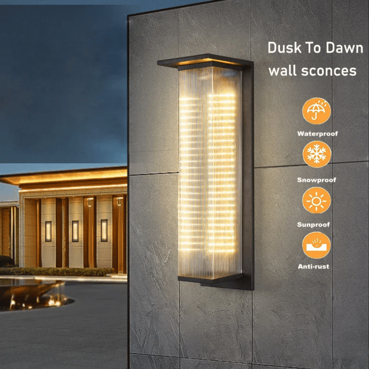 Verthara Premium Solar LED Wall Light - Outdoor Mount - Dusk to Dawn - Waterproof - Anti-Rust - Warm White - Ideal for Patios and Garages Default