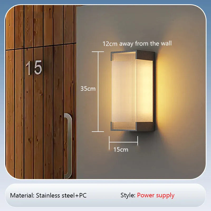 Verthara Premium Solar LED Wall Light - Outdoor Mount - Waterproof - Automatic On/Off - Stainless Steel - Modern Design - For Garden and Patio C 35cm