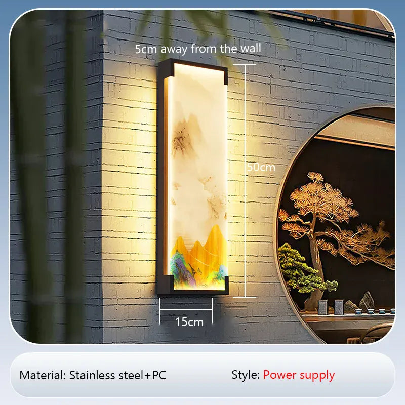 Verthara Premium Solar LED Wall Light - Outdoor Mount - Waterproof - Automatic On/Off - Stainless Steel - Modern Design - For Garden and Patio B 50cm