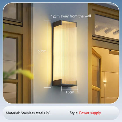 Verthara Premium Solar LED Wall Light - Outdoor Mount - Waterproof - Automatic On/Off - Stainless Steel - Modern Design - For Garden and Patio C 50cm