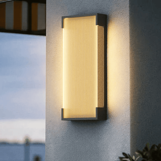Verthara Premium Solar LED Wall Light - Outdoor Mount - Waterproof - Automatic On/Off - Stainless Steel - Modern Design - For Garden and Patio C 35cm