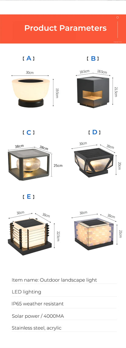 Verthara Premium Solar Post Cap Pillar Light