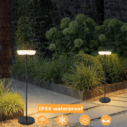 Verthara Premium Solar Powered Outdoor Floor Lamp – Cordless - Height Adjustable - IP54 Waterproof - USB-C Charging - Ideal For Garden And Patio warm white 3000k / B Style
