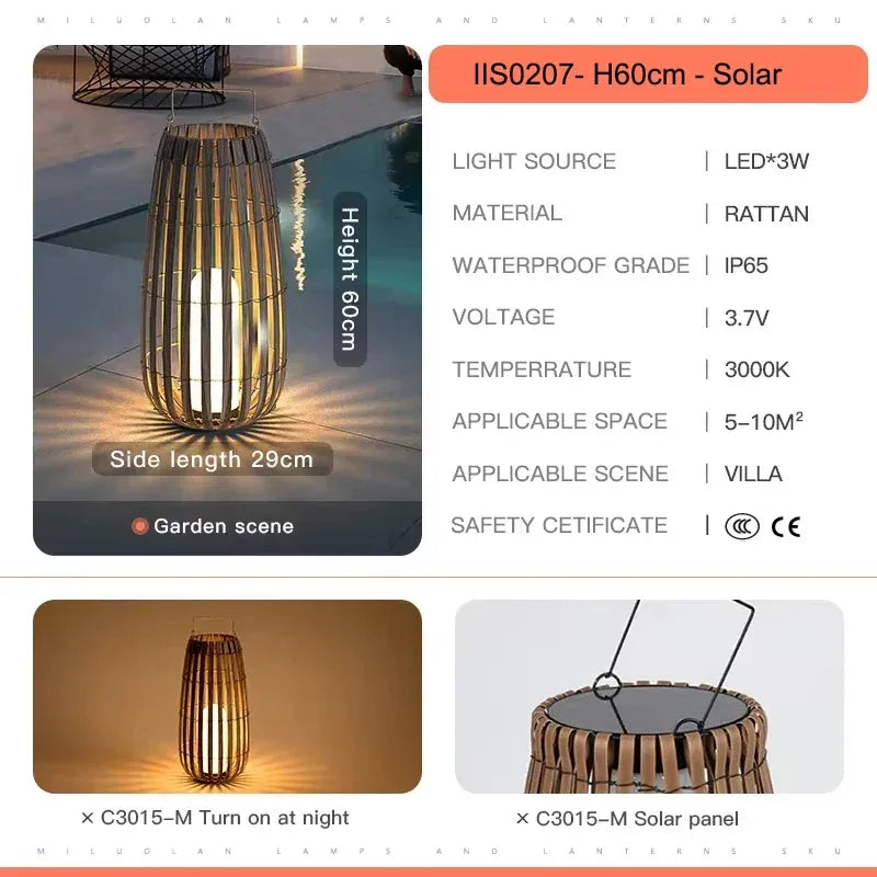 Verthara Premium Solar Rattan Woven Garden Lawn Light H60-Power