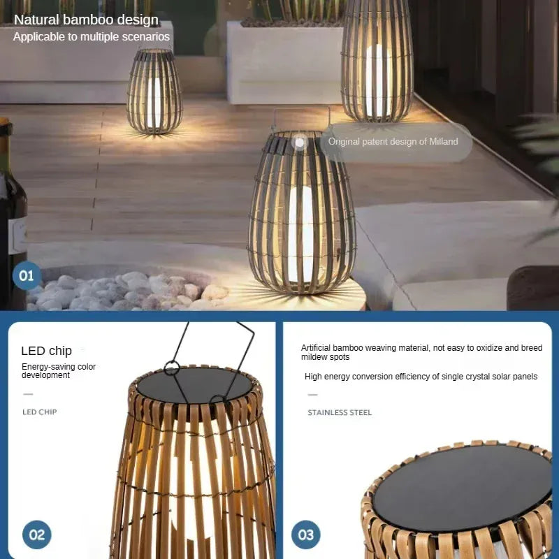 Verthara Premium Solar Rattan Woven Garden Lawn Light