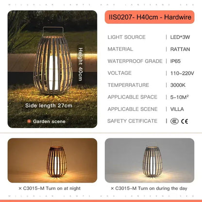 Verthara Premium Solar Rattan Woven Garden Lawn Light H40-Wired