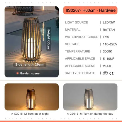 Verthara Premium Solar Rattan Woven Garden Lawn Light H60-Wired