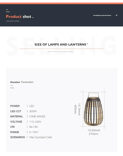 Verthara Premium Solar Rattan Woven Garden Lawn Light