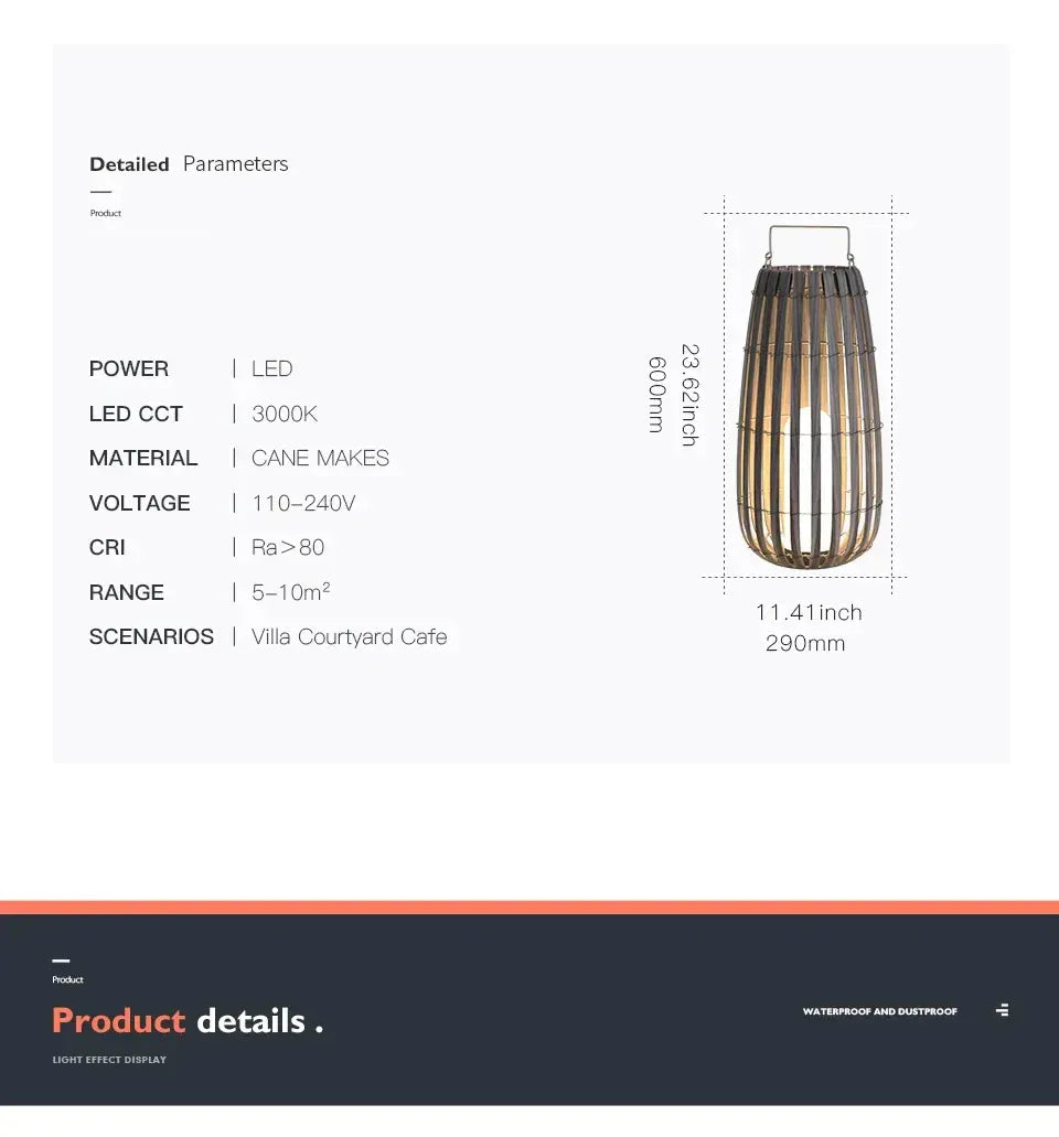 Verthara Premium Solar Rattan Woven Garden Lawn Light