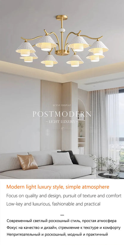 Verthara Premium Solid Brass & Ceramic Farmhouse Chandelier