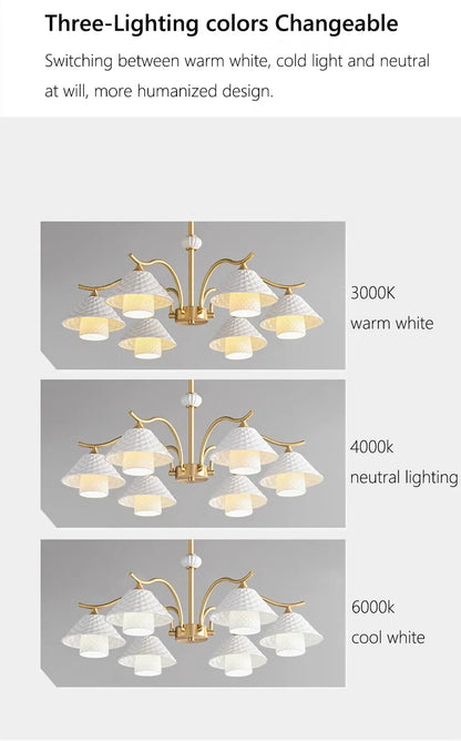 Verthara Premium Solid Brass & Ceramic Farmhouse Chandelier
