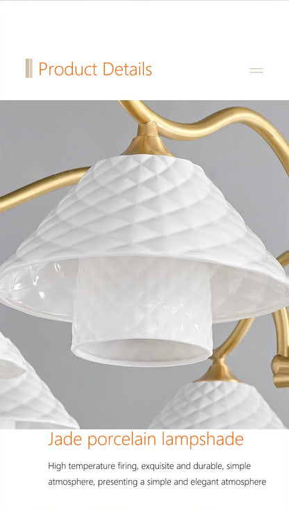 Verthara Premium Solid Brass & Ceramic Farmhouse Chandelier