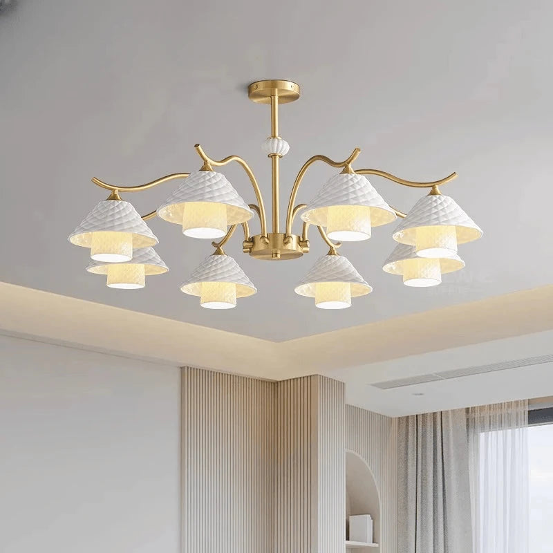 Verthara Premium Solid Brass & Ceramic Farmhouse Chandelier
