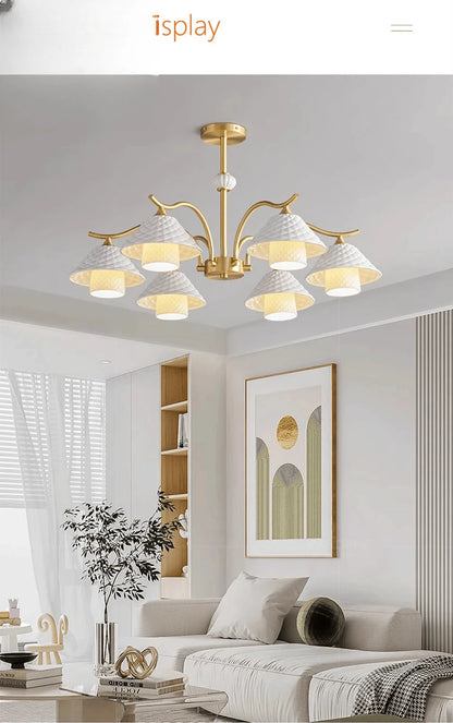 Verthara Premium Solid Brass & Ceramic Farmhouse Chandelier