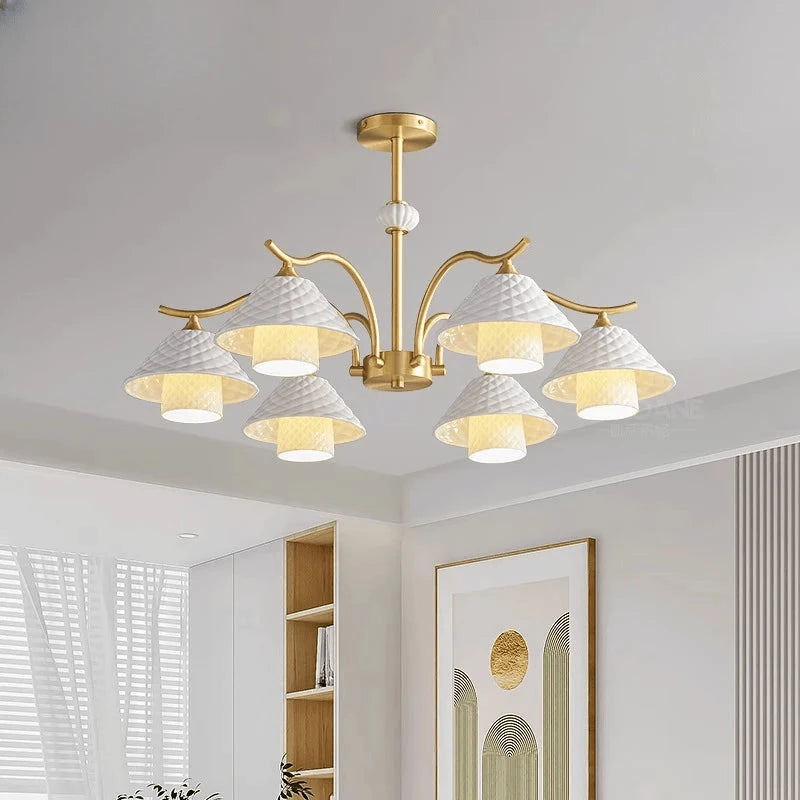 Verthara Premium Solid Brass & Ceramic Farmhouse Chandelier