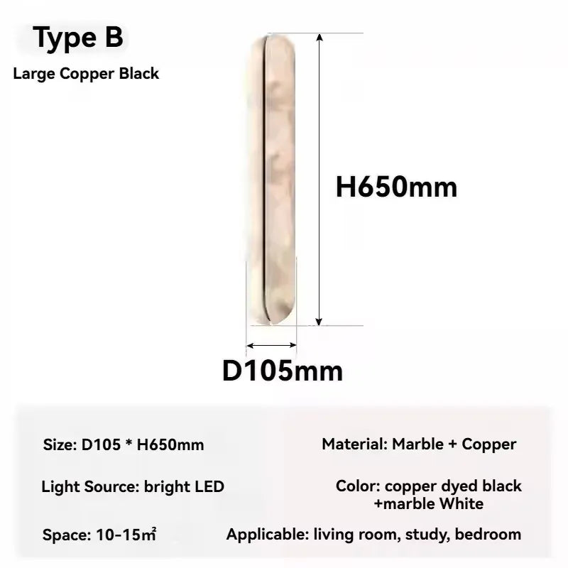 Verthara Premium Spanish Marble & Copper Wall Sconce E