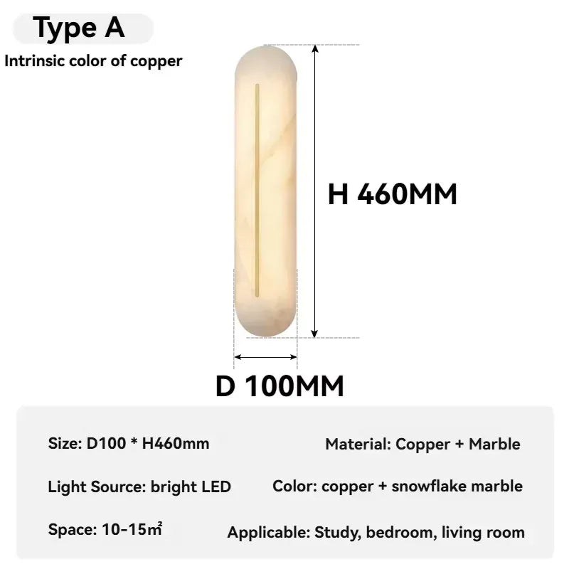 Verthara Premium Spanish Marble & Copper Wall Sconce G