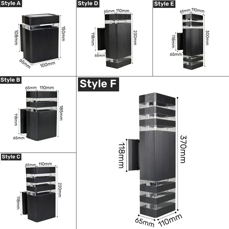 Verthara Premium Square E27 Outdoor Wall Sconce