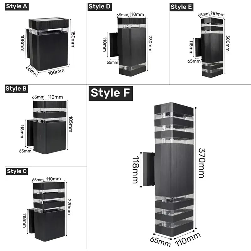 Verthara Premium Square E27 Outdoor Wall Sconce