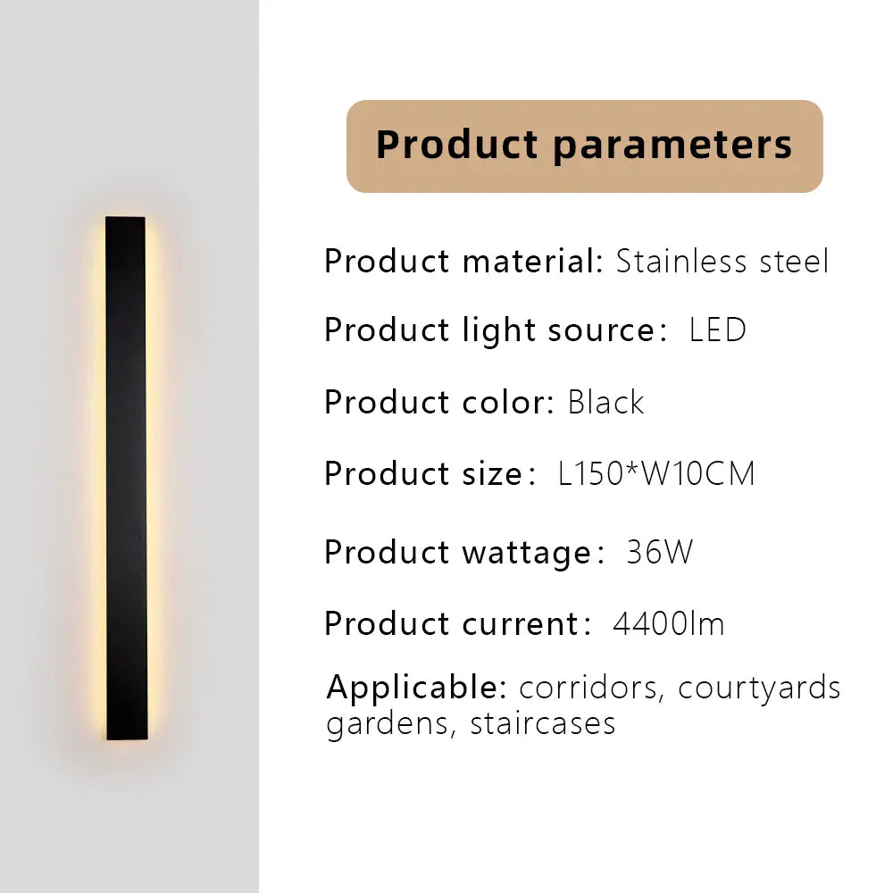 Verthara Premium Stainless Steel Dimmable Outdoor Wall Light Cool white dimming / H150xW10cm-36W-IP67