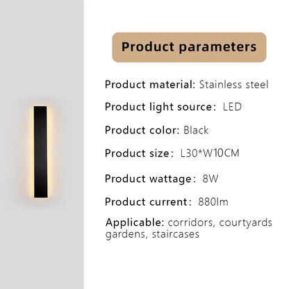 Verthara Premium Stainless Steel Dimmable Outdoor Wall Light Cool white dimming / H30xW10cm-8W-IP67