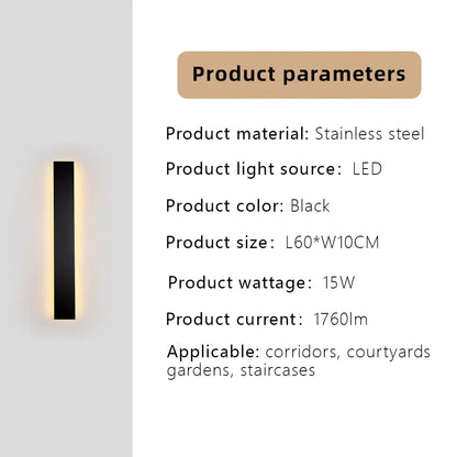 Verthara Premium Stainless Steel Dimmable Outdoor Wall Light Cool white dimming / H60xW10cm-15W-IP67