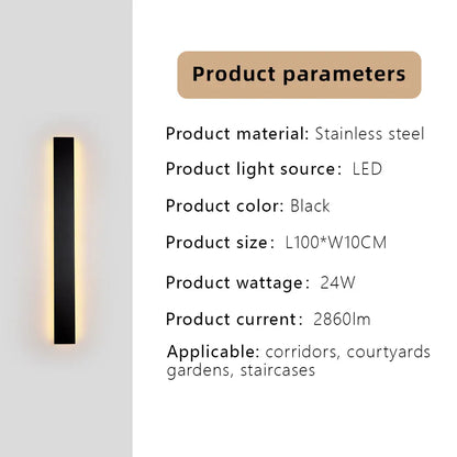 Verthara Premium Stainless Steel Dimmable Outdoor Wall Light Cool white dimming / H100xW10cm-24W-IP67