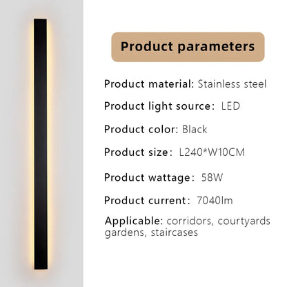 Verthara Premium Stainless Steel Dimmable Outdoor Wall Light Cool white dimming / H240xW10cm-58W-IP67