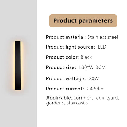 Verthara Premium Stainless Steel Dimmable Outdoor Wall Light Cool white dimming / H80xW10cm-20W-IP67