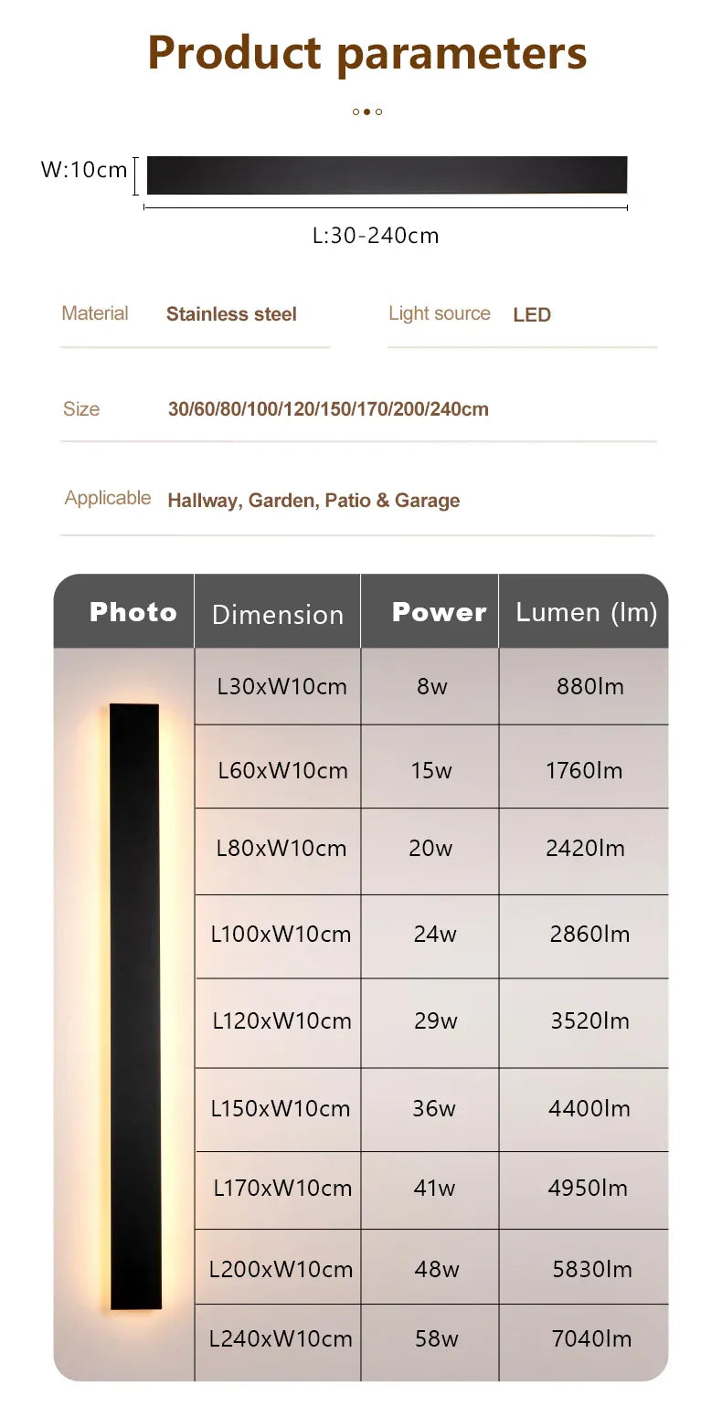 Verthara Premium Stainless Steel Dimmable Outdoor Wall Light
