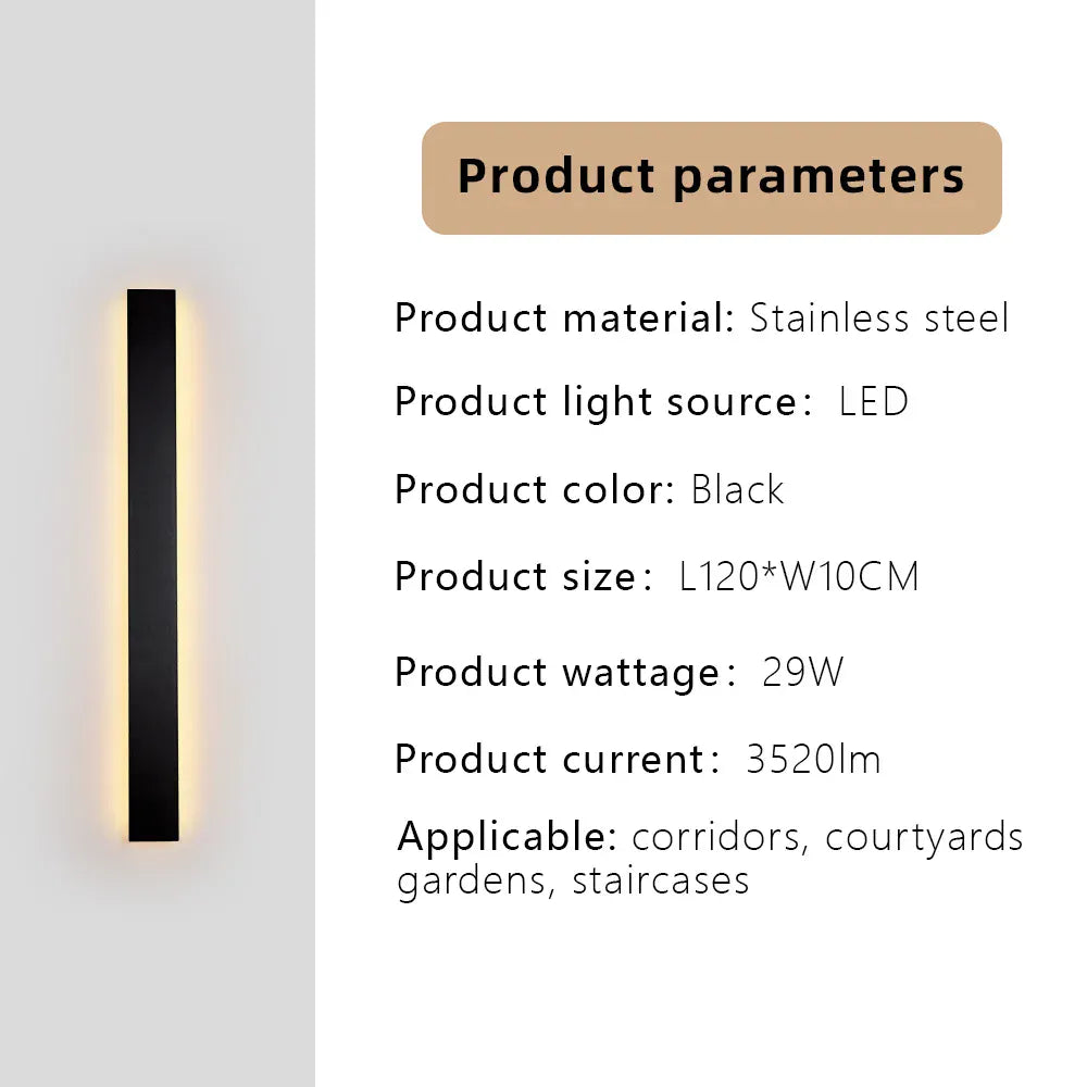 Verthara Premium Stainless Steel Dimmable Outdoor Wall Light Cool white dimming / H120xW10cm-29W-IP67