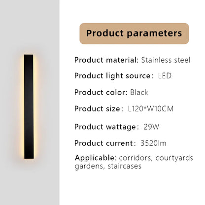 Verthara Premium Stainless Steel Dimmable Outdoor Wall Light Cool white dimming / H120xW10cm-29W-IP67