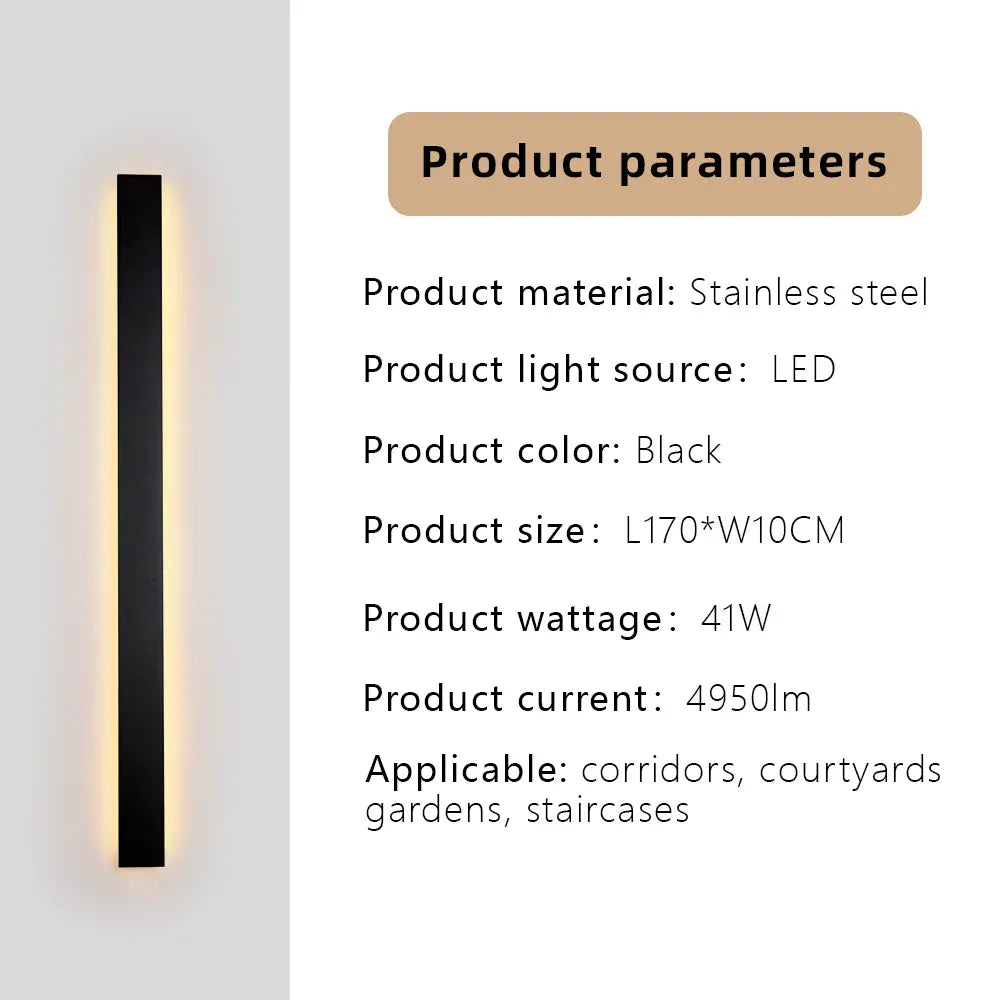 Verthara Premium Stainless Steel Dimmable Outdoor Wall Light Cool white dimming / H170xW10cm-41W-IP67
