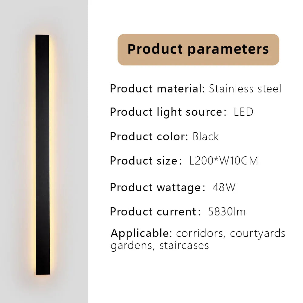 Verthara Premium Stainless Steel Dimmable Outdoor Wall Light Cool white dimming / H200xW10cm-48W-IP67