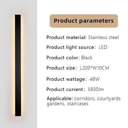 Verthara Premium Stainless Steel Dimmable Outdoor Wall Light Cool white dimming / H200xW10cm-48W-IP67