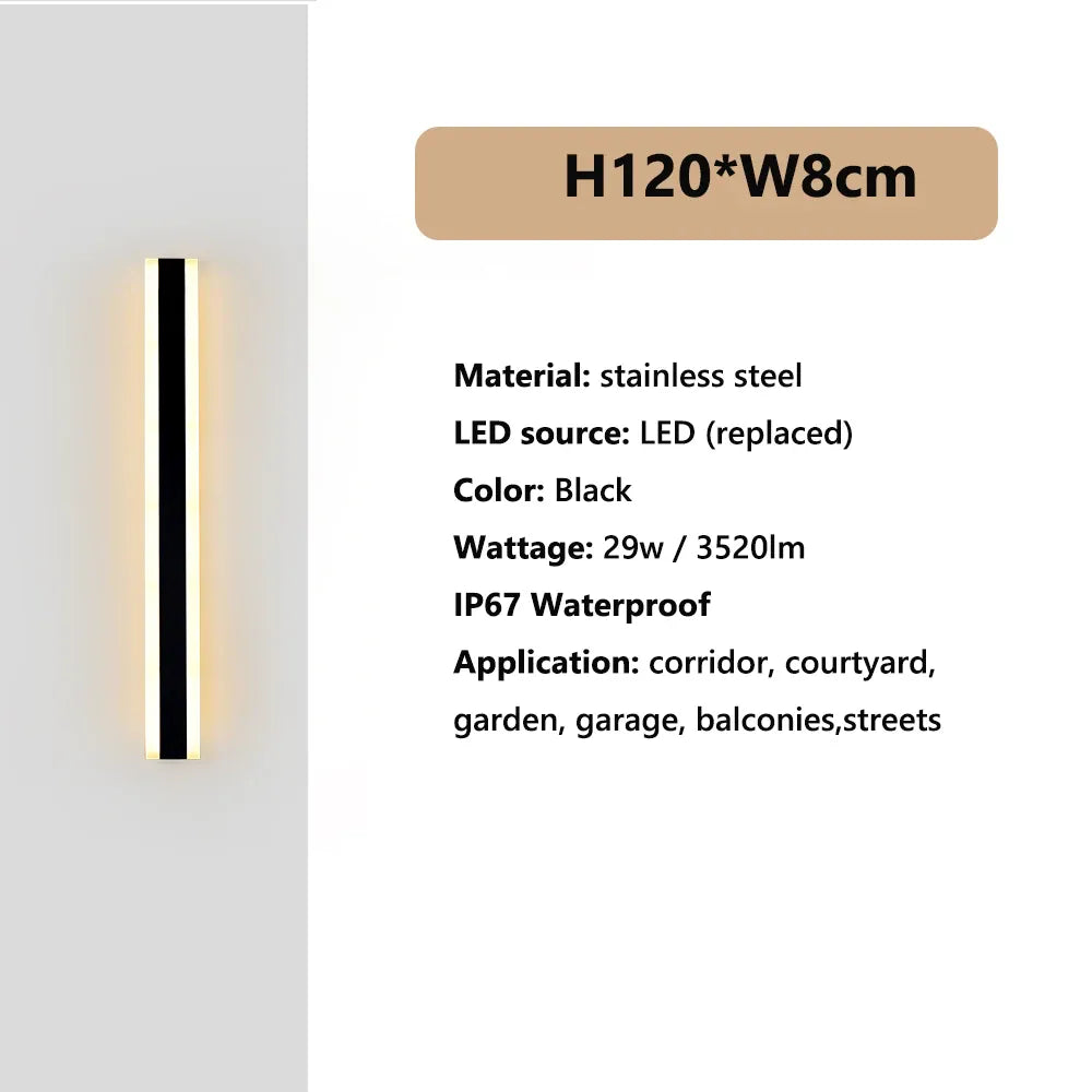 Verthara Premium Stainless Steel Dimmable Porch Wall Light Cool white dimming / 120cm-IP67