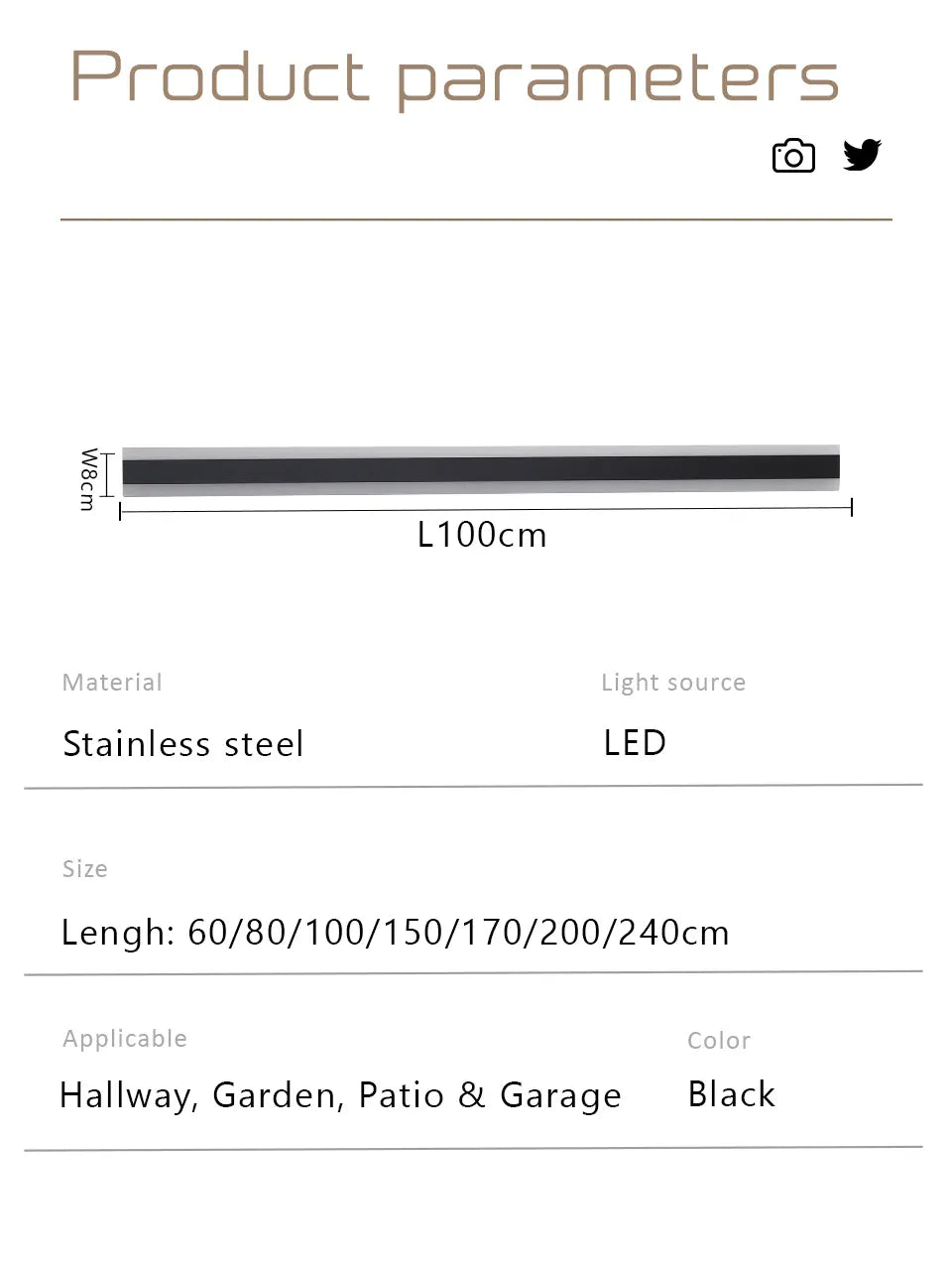 Verthara Premium Stainless Steel Dimmable Porch Wall Light
