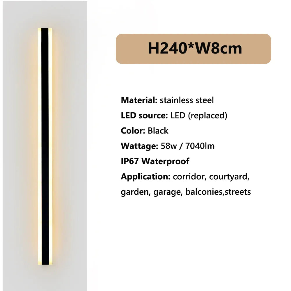 Verthara Premium Stainless Steel Dimmable Porch Wall Light Cool white dimming / 240cm-IP67