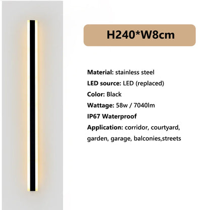 Verthara Premium Stainless Steel Dimmable Porch Wall Light Cool white dimming / 240cm-IP67