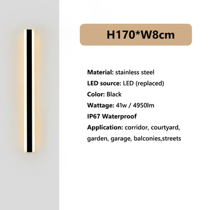 Verthara Premium Stainless Steel Dimmable Porch Wall Light Cool white dimming / 170cm-IP67