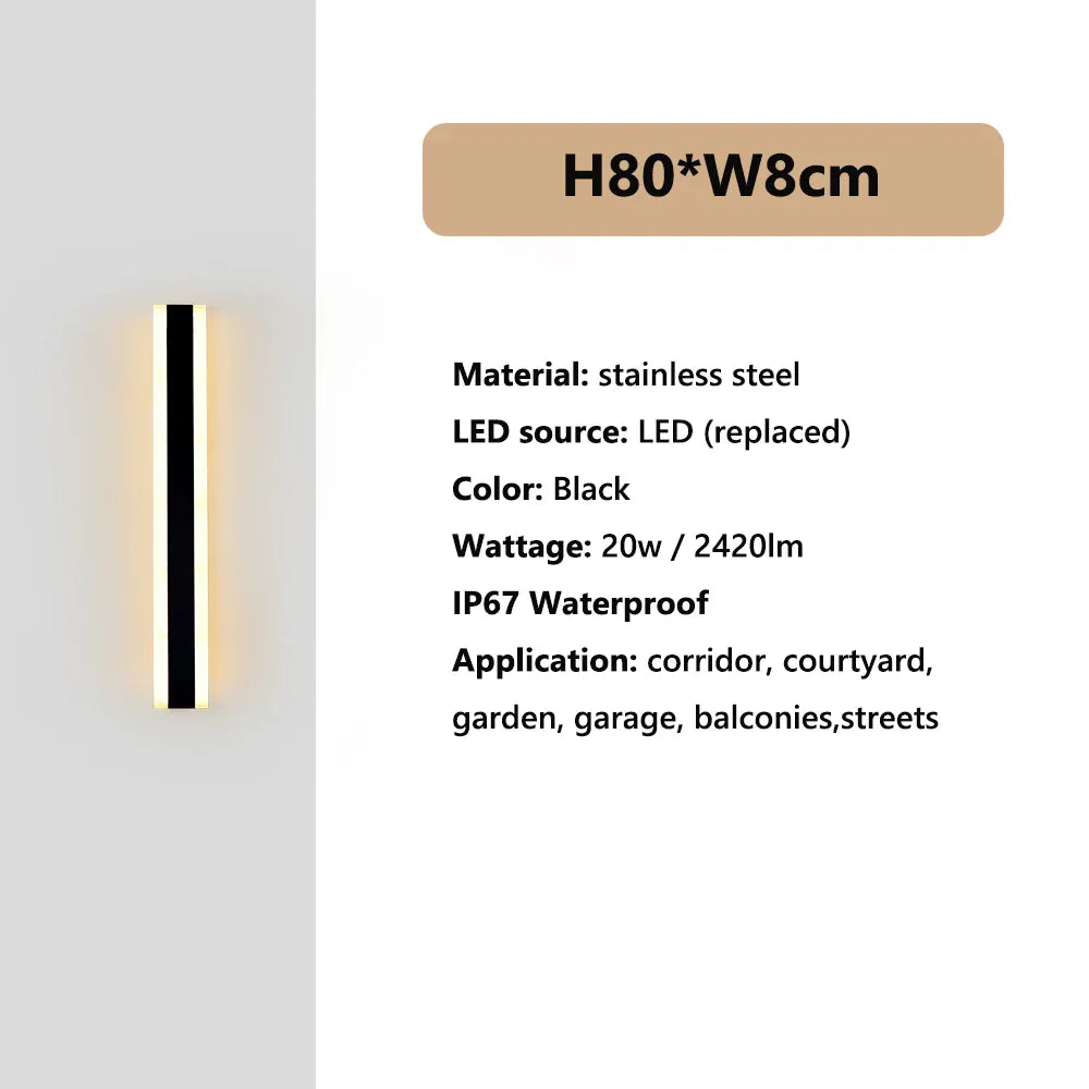 Verthara Premium Stainless Steel Dimmable Porch Wall Light Cool white dimming / 80cm-IP67