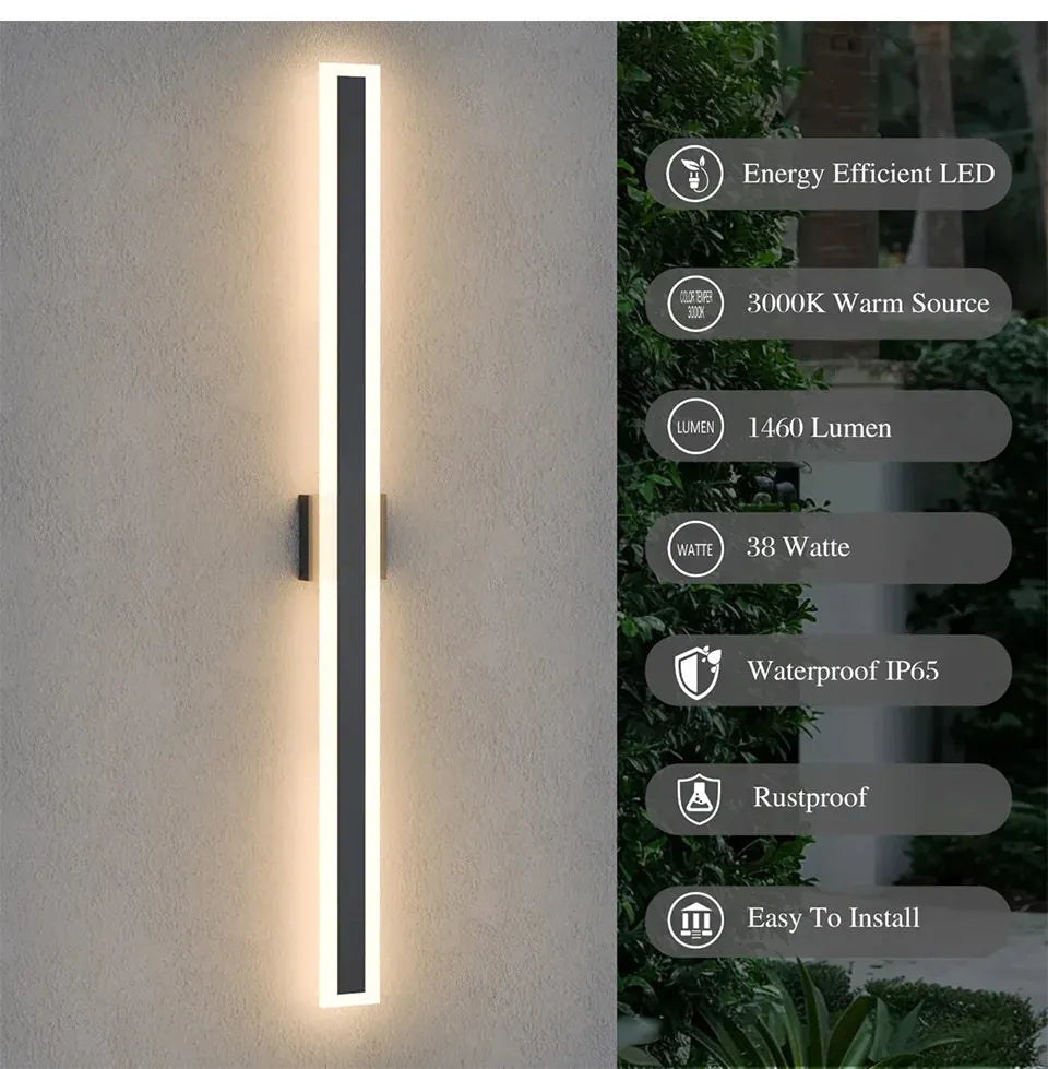 Verthara Premium Stainless Steel Long-Strip Porch Sconce