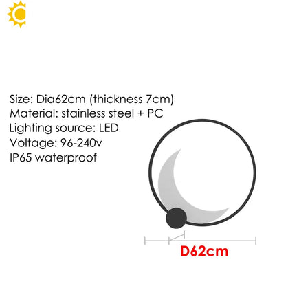 Verthara Premium Stainless Steel Moon Garden Wall Light cold   white / D62cm
